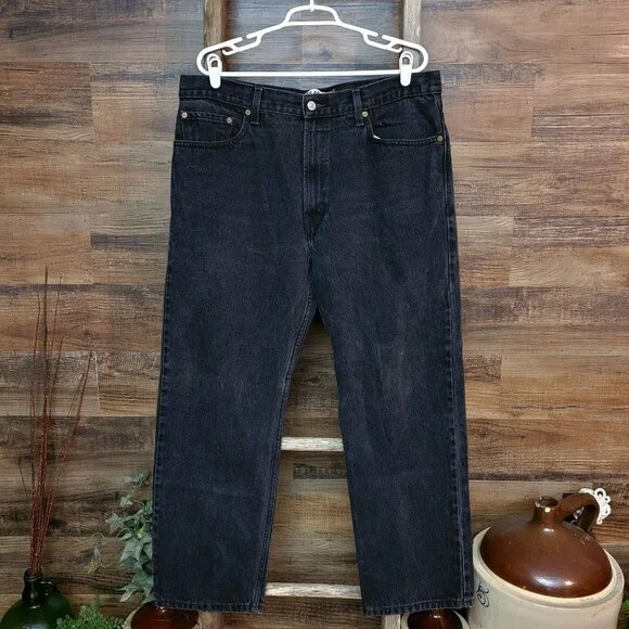 Vintage Levi's Jeans Mens 38x30 Black 505 Regular Fit Y2K Cotton Denim Western - Picture 2 of 12